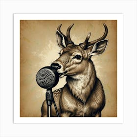 Deer With Microphone Art Print