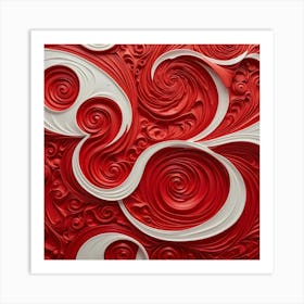 Red And White Swirls Art Print