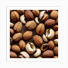 Nuts On A Black Background 10 Art Print