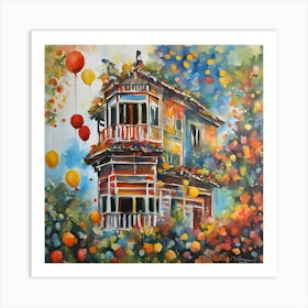 House With Balloons Art Print