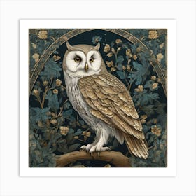 Owl On A Branch 1 Art Print