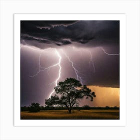 Lightning streak tree Art Print