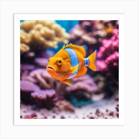 Photo Multi Colored Fish Swimming In A Vibrant Coral Reef Generative 2 Art Print