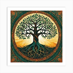 Celtic Tree Of Life, A Tree Of Life With Interconnected Roots And Branches Representing Unity And Growth 1 Art Print