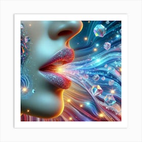 Woman'S Face With Diamonds Art Print