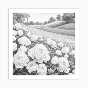 Peonies In The Field luck Art Print