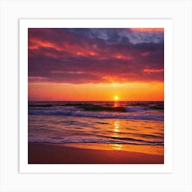 Sunset At The Beach By Daniel Art Print