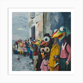 Avian Assembly on Avenue Artistry Art Print