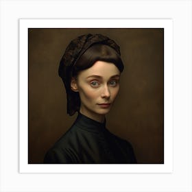 Portrait Of Audrey Hepburn - Leonardo Davinci Style3 Art Print
