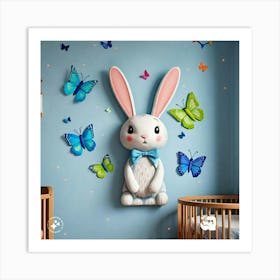 Bunny With Butterflies Art Print