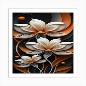 White Lotus Flowers Art Print