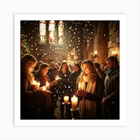 A Serene Christmas Eve Service Parishioners Immersed In Expressions Of Spiritual Surrender Engulfe (2) 1 Art Print