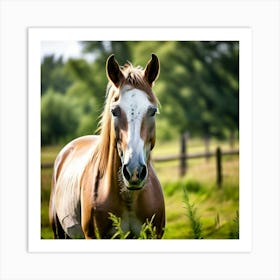 Horse Ranch Pony Animal Farm Nature Pet Farm Animal Summer Grass Head Mammal Green Mare (6) Art Print