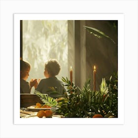 Christmas Table Setting Art Print