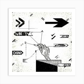 Abstract Illustration Of A Hand Selecting An Arrow From A Collection Turning And Guiding It Towards (5) Art Print