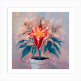 Red Pepper In A Pot Art Print