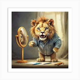 Lion In The Mirror 1 Art Print