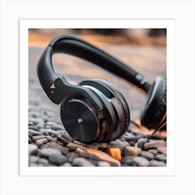 Headphones On The Ground Art Print