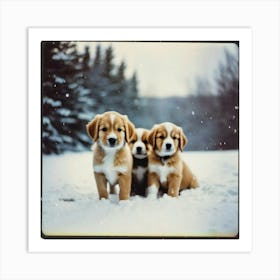 dogs in the snow Art Print