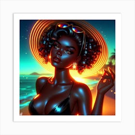 Black Girl With A Hat Art Print