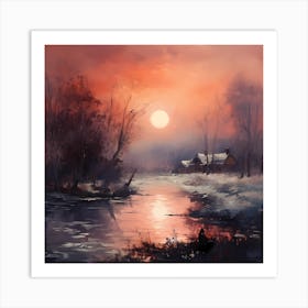 Snowfall Serenade à la Monet Art Print