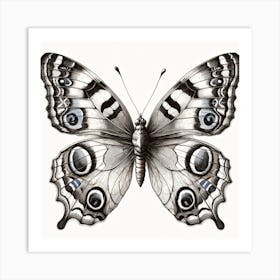 Antique Victorian Butterfly Drawing v2 Art Print