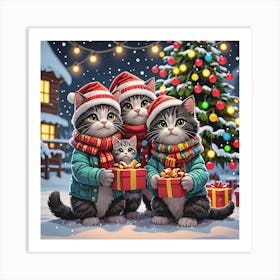 Christmas Cats Art Print