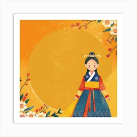 Korean Girl In Traditional Dress Art Print