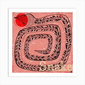 The Snake And The Red Sun Square Art Print