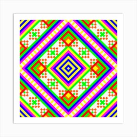 Folk Rainbow Pyramid - Romb Mandala Pattern - First Colorful Symbol Art Print