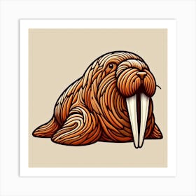 Playful Walrus with Distinctive Tusks Art Print