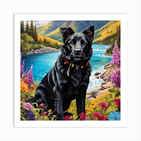 Dog By The Lake Art Print