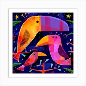 Tropical Birds Square Art Print