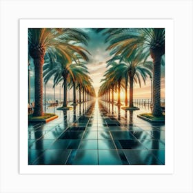 Palm Trees At Sunset Art Print