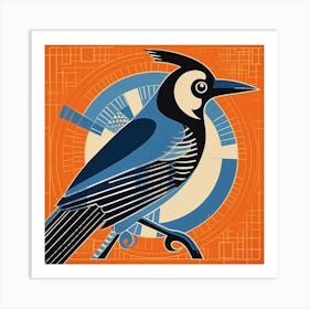 Retro Bird Lithograph Blue Jay 2 Art Print