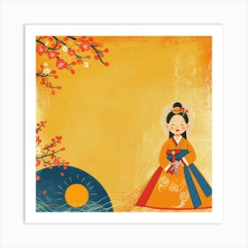 Korean Girl In Traditional Dress 1 Art Print