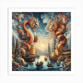 Dragons In The Sky 1 Art Print