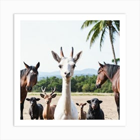 Group Of Llamas Art Print