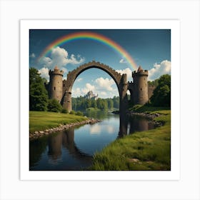 Rainbow Over Castle Art Print