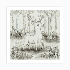 Deer In The Woods 75 Art Print