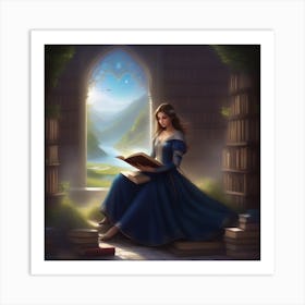 Girl Reading A Book Art Print