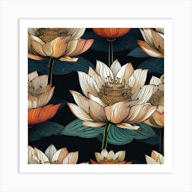 Lotus Flower Pattern Art Print