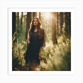 Beautiful Woman In The Forest 1 Art Print