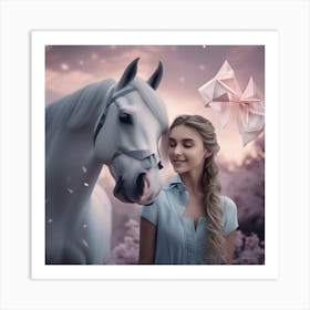 Portrait Of A Girl With A Horse 2 Art Print