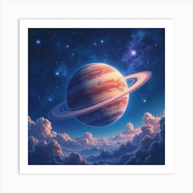 Titan In A Watercolor Magical Starry Night 1 Art Print