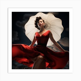 Woman In A Red Dress 1 Art Print