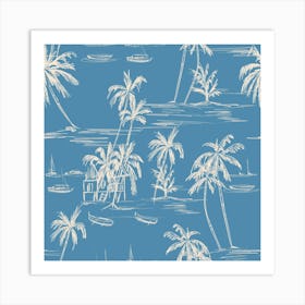 Beach Pattern Blue Navy Art Print