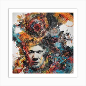 Man With A Colorful Head Art Print