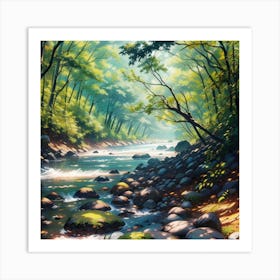 River In The Forest Art Print