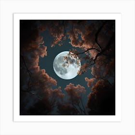 Full Moon In The Forest Art Print